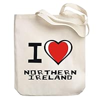 I love Northern Ireland Bicolor Heart Canvas Tote Bag 10.5