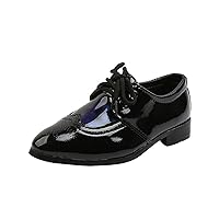 Classic Pointed Toe Dress Shoes for Boys - Shiny Lace-up Performance Shoes for Wedding, Evening Wear, Suitable for Toddlers and Little Kids