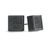 Men's 1/3CT. T.W. Simulated Black Diamond Square Stud Earrings In Solid 14K Black Gold Plated 925 Silver