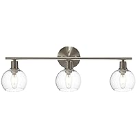 3-Lights Brushed Nickel Bathroom Vanity Light Fixtures, Modern Wall Sconce Lighting with Globe Seeded Glass for Living Room Kitchen Over Mirror