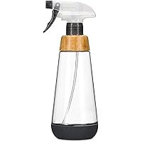 Full Circle Bottle Service - Refillable Glass Spray Bottle for Cleaning - Versatile Stream & Mist Options, Bamboo Details, Silicone Boot - Ideal for Non-Toxic Solutions & Plant Care, 16oz, Gray