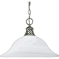 NUVO 60/390 One Light Pendant, Brushed Nickel/Alabaster Glass, 16 in.
