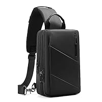 Sling Bag for Men Shoulder Crossbody Backpack Expandable Chest Bag with USB Charging Port Waterproof Travel Daypacks 11 inch