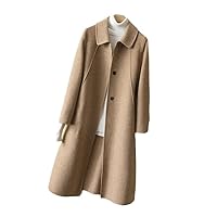 Autumn Winter Loose Double Sided Wool Jacket Women Elegant Office Lady Outerwear Long Sleeve Wool Coat