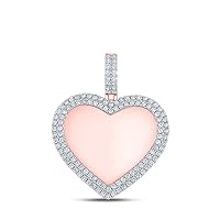 10K Rose Gold Mens Diamond Heart Charm Pendant 2 Ctw.