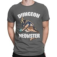 Dungeon Meowster Cat D20 Funny RPG Tabletop Gamer Men's T-Shirt Charcoal XL