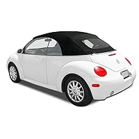 Compatible With Volkswagen Beetle Convertible Top & Heated Glass Window For Power Tops 2003-2009 Black Canvas Cloth