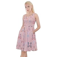 CowCow Womens Colorful Pattern Colourful Cartoon Horses Knee Length Skater Dress with Pockets, XS-5XL