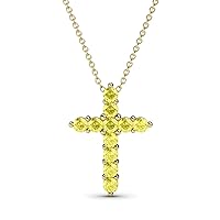 Yellow Sapphire Cross Pendant 0.61 ctw 14K Gold. Included 18 inches 14K Gold Chain.