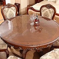 Round Clear PVC Table Cover Protector Vinyl Waterproof Plastic Tablecloth Anti-hot Table Mat Transparent Tablecloths (1.0 mm Thick,22 inch Diameter)