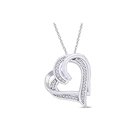 Sterling Silver and Diamond Double Heart Pendant Necklace (1/10 cttw I-J Color I2-I3 Clarity) 18