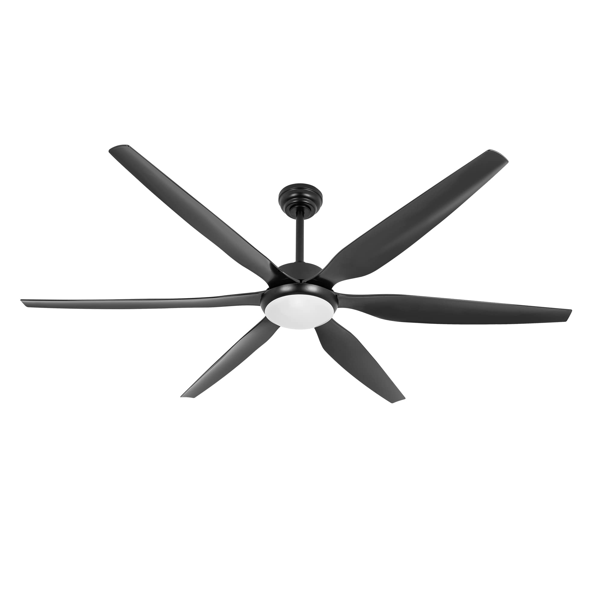 Wozzio 65 Inch Ceiling Fan with Lights and Remote,6 Blades,Reversible,6 Speed Noiseless DC Motor,Large Ceiling Fan Black for Indoor Outdoor Bedroom/Patios/Farmhouse