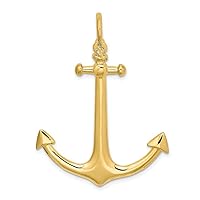 14k Gold 3 d Large Nautical Ship Mariner Anchor With Flat Tips Shackle Bail Charm Pendant Necklace Measures 46.6x34.5mm Wide 8.75mm Thick Jewelry Gifts for Women