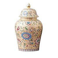 Chinese Style Porcelain Vase Blue and White Ceramic Ginger Jar with Lid Chinoiserie Antique Style Home Decor Retro Porcelain Flower Ceramic Ginger Jar Temple Jar (Color : B, Size : 12*20cm)
