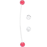 Body Candy Pregnancy Belly Button Ring Clear and Pink Acrylic Glitter Pack