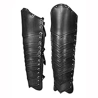 NauticalMart Medieval Viking Knight Leather Leg Armor Greaves Renaissance Gaiter Halloween Cosplay Costume for Men Women LARP Men's Armor Black