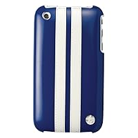 Snap On Leather Racing Series Slim Case for iPhone 3G and 3GS - White on Blue