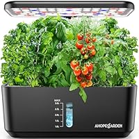 Indoor Garden Hydroponics Growing System: 10 Pods Plant Germination Kit Aeroponic Vegetable Growth Lamp Countertop with LED Grow Light - Hydrophonic Planter Grower Harvest Veggie Lettuce, Black