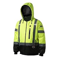 Pioneer Hi-Vis Waterproof Heated Safety Bomber Jacket - Class 3 StarTech Reflective Tape - Detachable Hood - Multiple Colors (Power Bank Not Included)