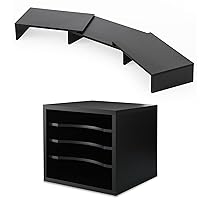 FITUEYES Dual Monitor Stand & Desk Paper Organizer for Home Office, Black