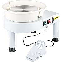 VEVOR 0-7.8in Lift-Table 0-300RPM Electric Clay Machine Pottery Wheel with Foot Pedal Detachable Basin Sculpting Tool Accessory Kit, White