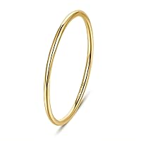 NOKMIT 1mm 14K Gold Filled Rings for Women Girls Thin Gold Ring Dainty Cute Stacking Stackable Thumb Pinky Band Non Tarnish Comfort Fit Size 4 to 11 1PC/2PCS/3PCS