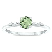 Women's Green Amethyst and Diamond Sparkle Ring in 10K White Gold