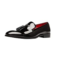 Men's Tassel Slip-on Penny Loafers Casual Dress Patent Leather Smoking Slipper Black Formal Shoes for Men