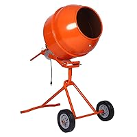 Electric Concrete Mixer, 5 Cu Ft Portable Electric Concrete Mortar Barrow, Cement Mixing Machine with 1/2 Horsepower Motor, Cement Mixing Barrow Machine with Wheel and Copper Motor