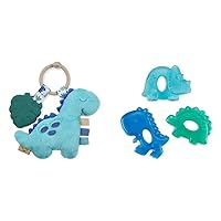 Itzy Ritzy Dinosaur Plush Lovey, Teether & 3 Water-Filled Dinosaur Teethers with Dual-Sided Texture for Gum Massage