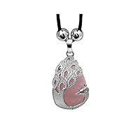 Peacock Silver Metal Gemstone Pendant Adjustable Healing Crystal Necklace - Boho Fashion Handmade Jewelry Spirit Animal Accessories