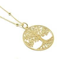 WANDA PLATA -Tree of Life Necklace Pendant for Woman Fine Sterling Silver 925 Gold Plated with chain 40-45 cm and gift box for Mothers Birthdays Friendship Gifts