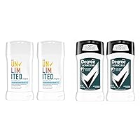 Degree Antiperspirant Deodorant Stick 2 Count Unlimited Sweat Protection SmartAdapt Tech 2.7 oz & Men UltraClear MotionSense Black+White Technology 2.7 oz