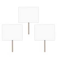 3 Piece White Blank Yard Signs With Pine Stakes, Personalize Your Own Outdoor Lawn Decor For Happy Birthday, Garage Sale, For Rent, Graduation, Party Supplies