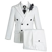 Boys' Three Pieces Toddler Tuxedo Set Double Breasted Buttons Suit Formal Wedding Outfit