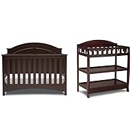 Perry 6-in-1 Convertible Crib - Greenguard Gold Certified, Walnut Espresso & Infant Changing Table with Pad, Espresso Cherry