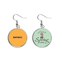 Happiness Word Inspirational Quote Sayings Decoration Dangle Season Spring Earring Jewelry