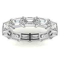 Love Band Moissanite Engagement Band for Women, Wedding Band 2.00 CT, Colorless, VVS1 Clarity Emerald Cut Moissanite Band in Sterling Silver, Promise Ring For Her