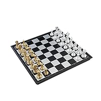 HJHJ Chess Game Classic Plastic Chess Set Luxury Gold-Silver Chess Intelligence Development Chess Board Game Suitable for Adults Children Chess Gifts (Size : Large)