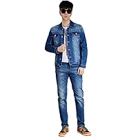 Autumn Korean Style Denim Sets Turn-Down Collar Single Breasted Slim Jackets Casual Jeans Two-Piece Suit