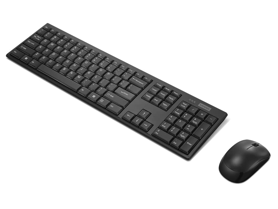 Lenovo 100 Wireless Keyboard & Mouse Combo – Spill Resistant Keys – 3-Zone Keyboard - Ambidextrous Mouse – Compact Design – Black