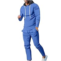 Men's Tracksuits Long Sleeve Pullover Pants 2 Piece Outfits Hoodies Sets Sports Suit Casual Hooded Jogging Sweatsuit