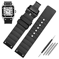 23mm Watch Strap for Cartier Santos Sandoz Santos 100 Silicone Watch Strap Rubber Men and Women Black