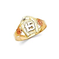 14k Yellow Gold White Gold and Rose Gold Quinceanera Sweet 15 Years Ring Size 7 Jewelry for Women
