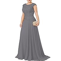 A-Line Mother of The Bride Dress Wedding Guest Short Sleeve Illusion Neck Sweep/Brush Train Evening Dress 2024