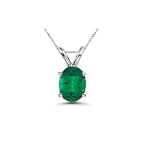 2.24-2.55 Cts of 10x8 mm AAA Oval Lab Created Emerald Solitaire Pendant in 14K White Gold - Valentine's Day Sale