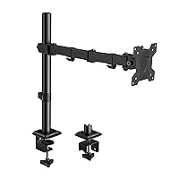 KOORUI KR10G Monitor Arm Desk Mount Display Arm Single Gas Pressure VESA Arm Clamp & Grommet Type PC Monitor Arm 13-27 Type Load Capacity 22.0 lbs (10 kg) Multi Angle Adjustment Cable Management