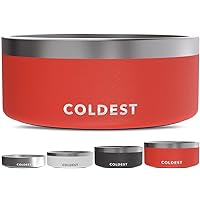 Coldest Dog Bowl - Anti Rust Metal & Non Slip Dog Bowls Large, Spill Proof Heavy Duty 3 Layers Insulated Dog Bowl - Food and Water Bowl for Dogs, Cats & Pets, Dishwasher Safe (100 oz, Crimson Red)