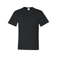 Jerzees Adult Heavyweight Ribbed Crewneck Pocket T-Shirt, Black, L (Pack of 10)