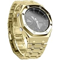 Stainless Steel Bezel Watch Case with Modified Strap，For GA2100，All Metal Men's Matte Texture Case Integrated Band For GA2110